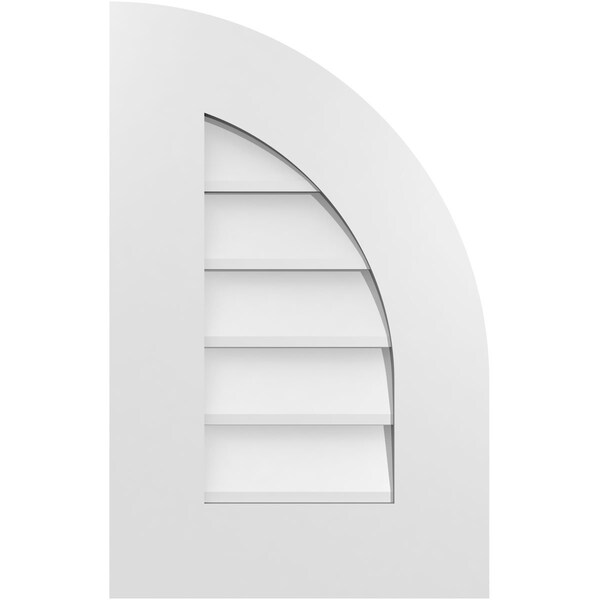 Ekena Millwork Quarter Round Top Right Surface Mount PVC Gable Vent w/ 3-1/2"W x 1"P Standard Frame, 14"W x 22"H GVPQR14X2201SN - main
